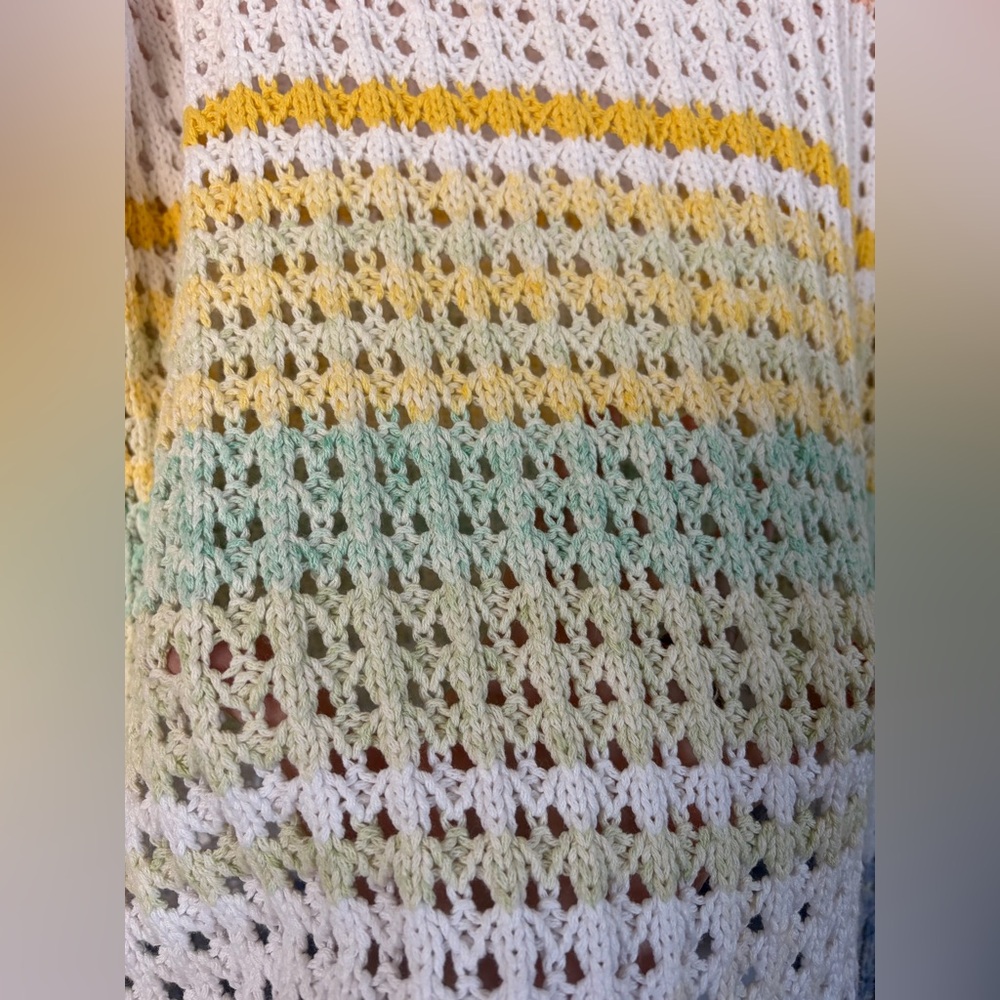 Talbots Open Stitch pastel striped cotton sweater - Picture 4 of 9